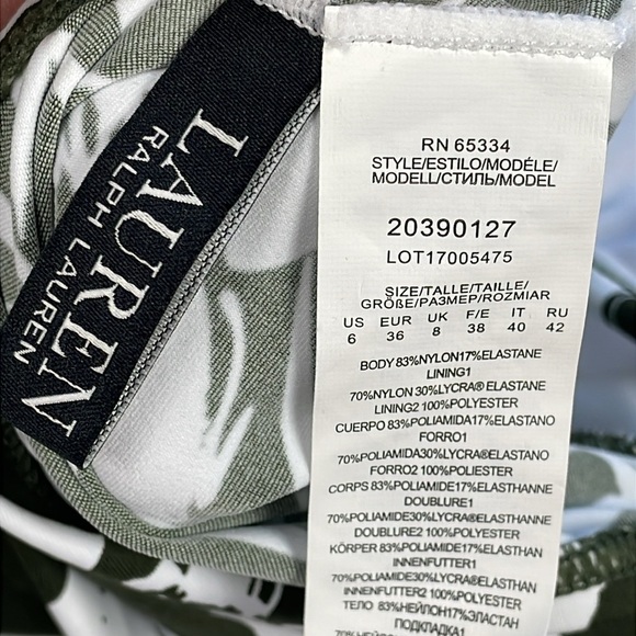 NWT Lauren Ralph Lauren Floral Shirred Ring Front Tankini Top Swim Green Sz 6 - Picture 14 of 14